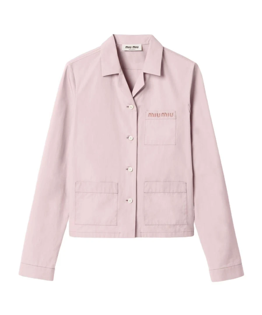 未使用 MIU MIU/缪缪 翻领刺绣logo长袖衬衫