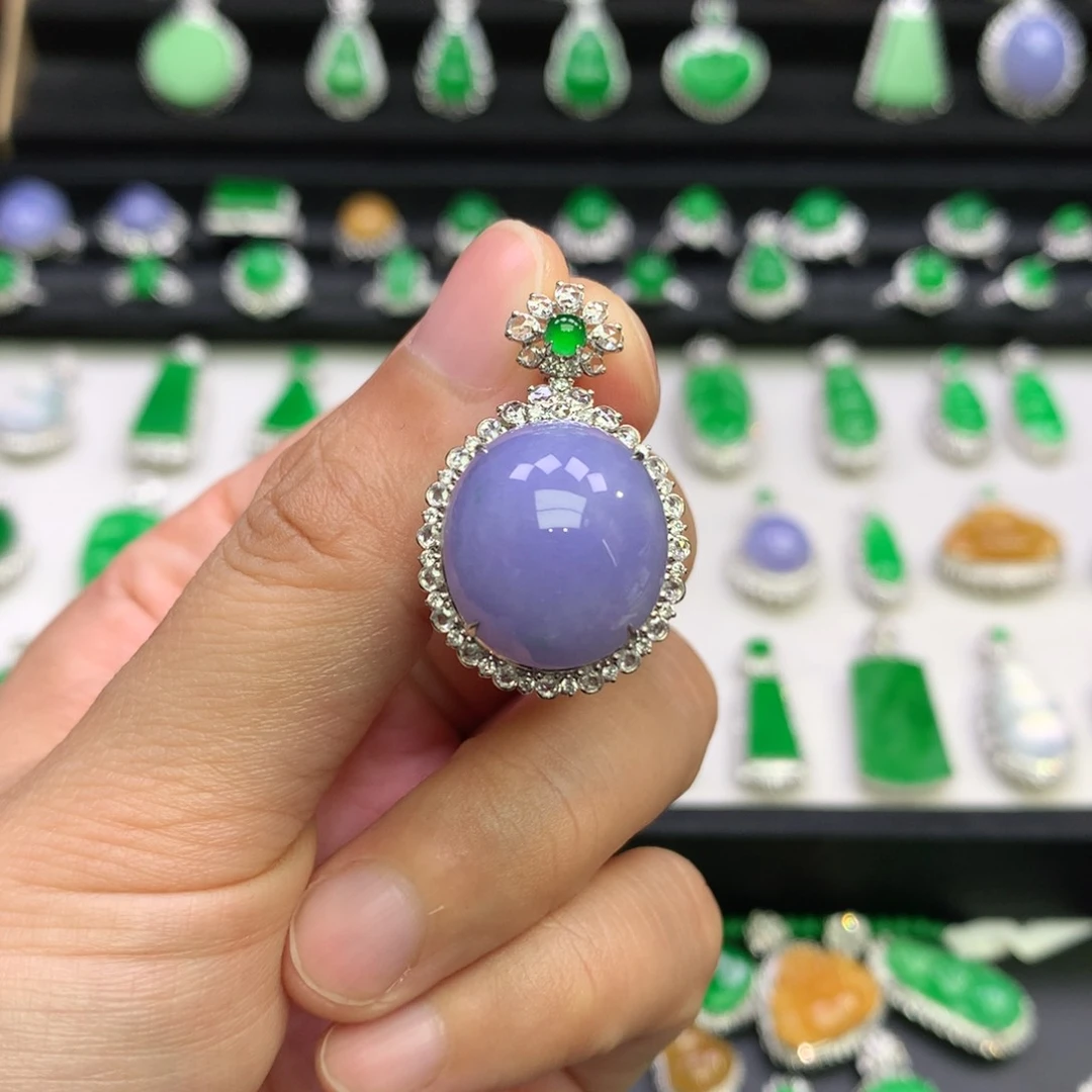 翡翠18K金镶嵌吊坠(不含链)