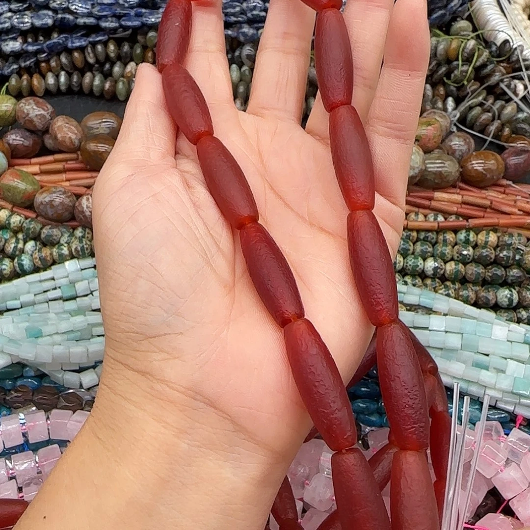 玛瑙/玉髓合金珠宝半成品橘皮红玛瑙10-29mm一条