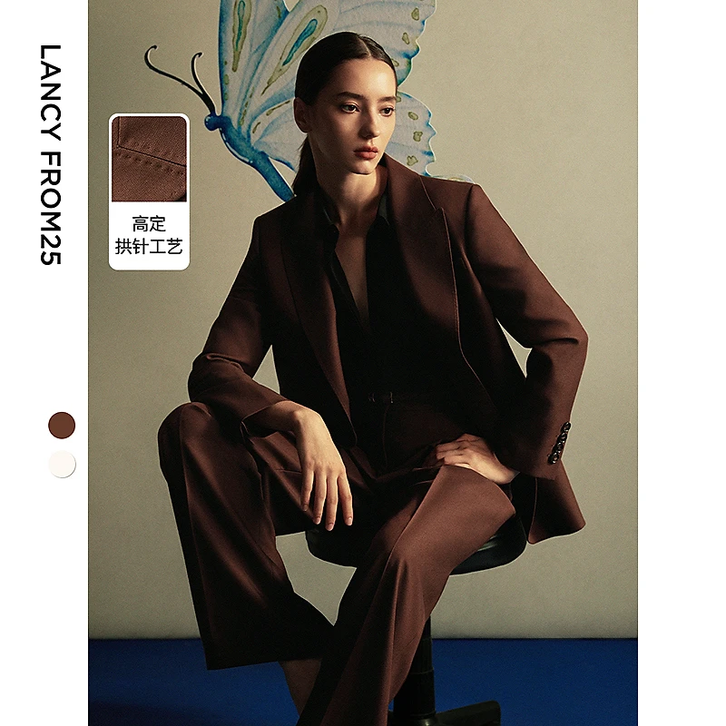 朗姿复古高级感职业通勤西服外套2025年春季新款设计感新年西装女