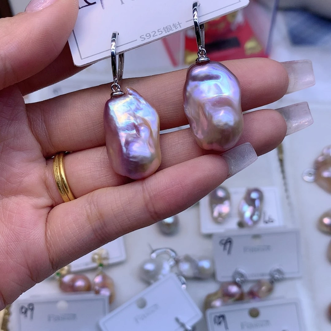 【闪购商品】淡水珍珠耳饰银S925镶嵌小*肉