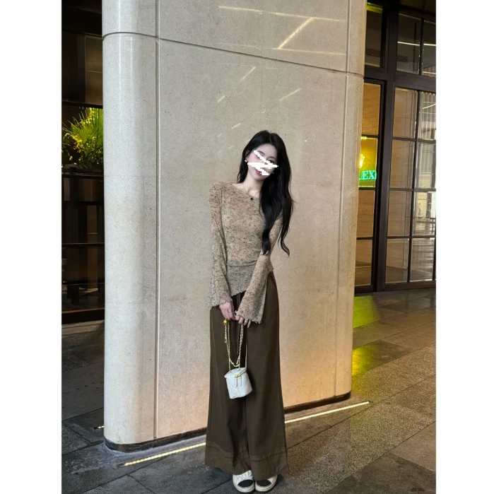 【一树瑶樱】2025秋季新款长袖T恤上衣+阔腿裤女3366#