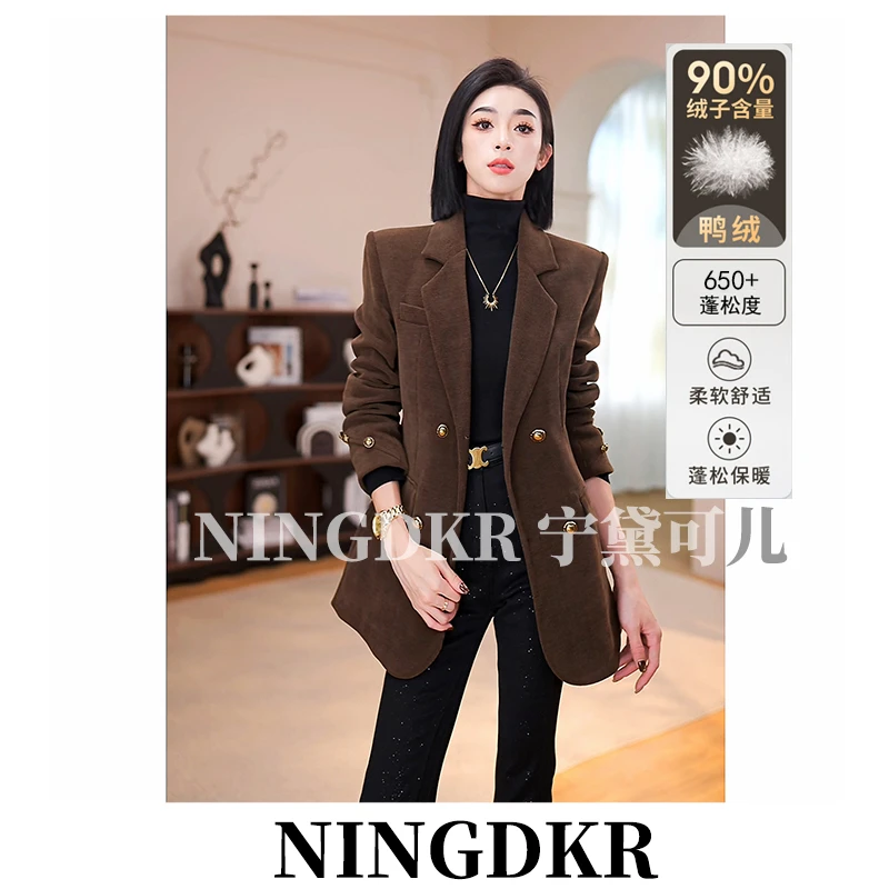 予B31349【羽绒服白鸭绒】宁黛可儿羽绒内胆复古灯芯绒西装外套女