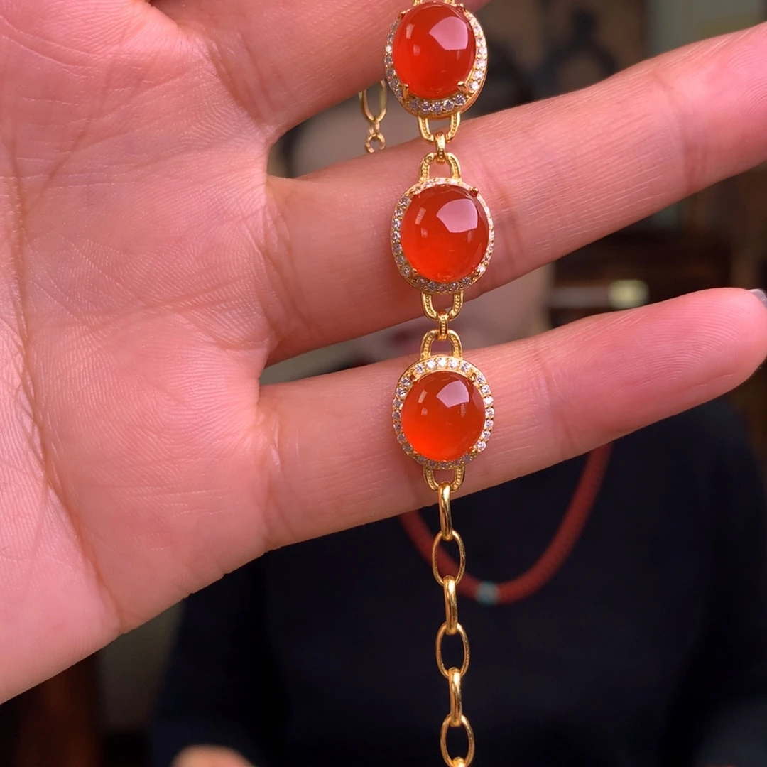 南红玛瑙未镶嵌南红玛瑙冰红手链