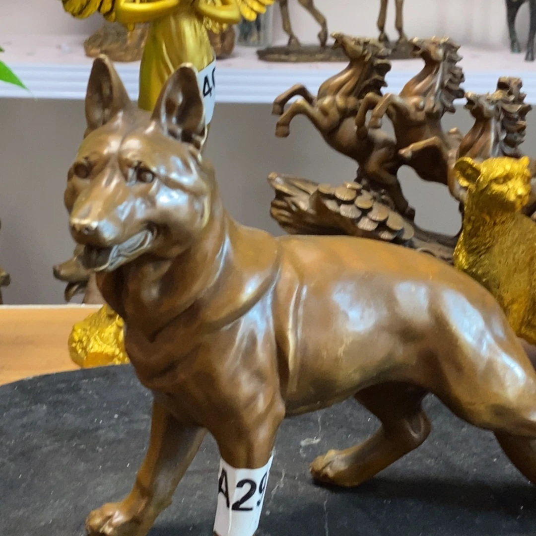黄铜材质，德牧犬摆件