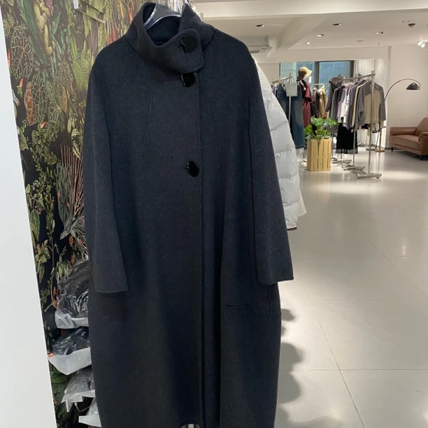 秋冬时尚气质长款双面呢大衣外套过膝韩版简约