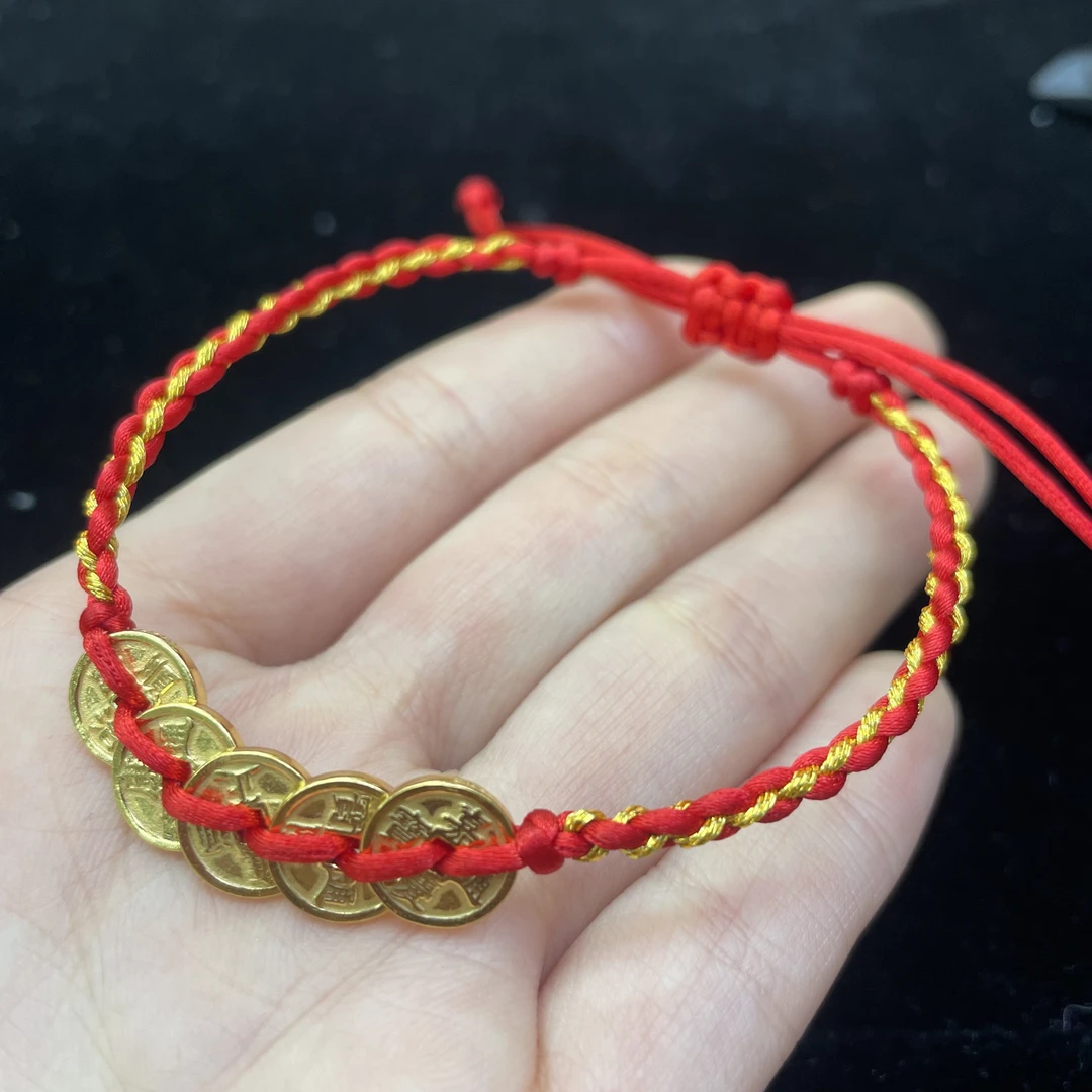 足银银制品 【小魏总珠宝】足银五帝钱手绳