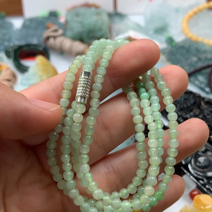 翡翠颈饰未镶嵌保真天然A货翡翠