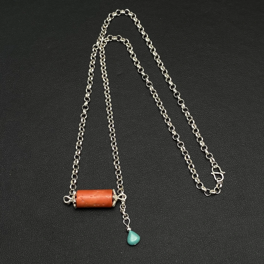 坠链均925银 民族风镶嵌项链- XL00779