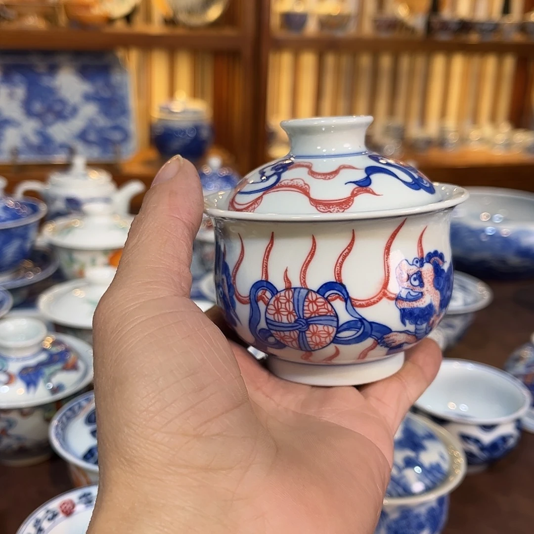 錡镇堂手工手绘盖碗