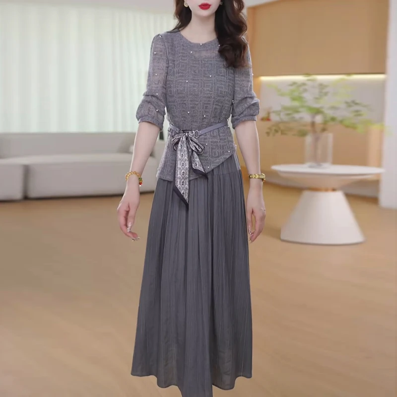 法式时尚宽松套装女2025秋季新款小香风洋气减龄背心连衣裙两件套