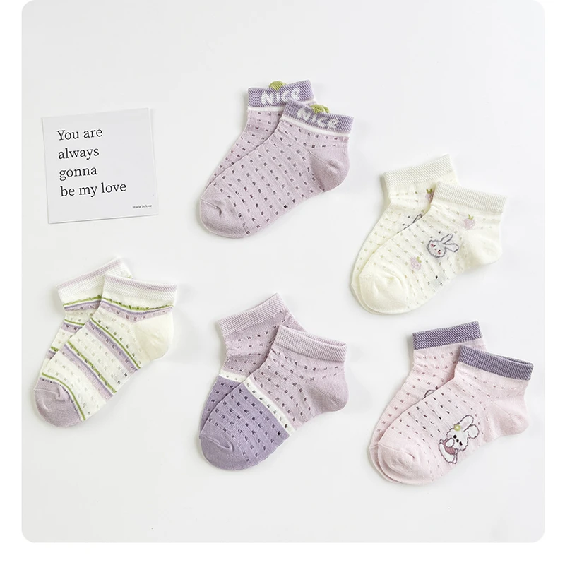 夏款网眼透气女童浅口短筒洞洞袜