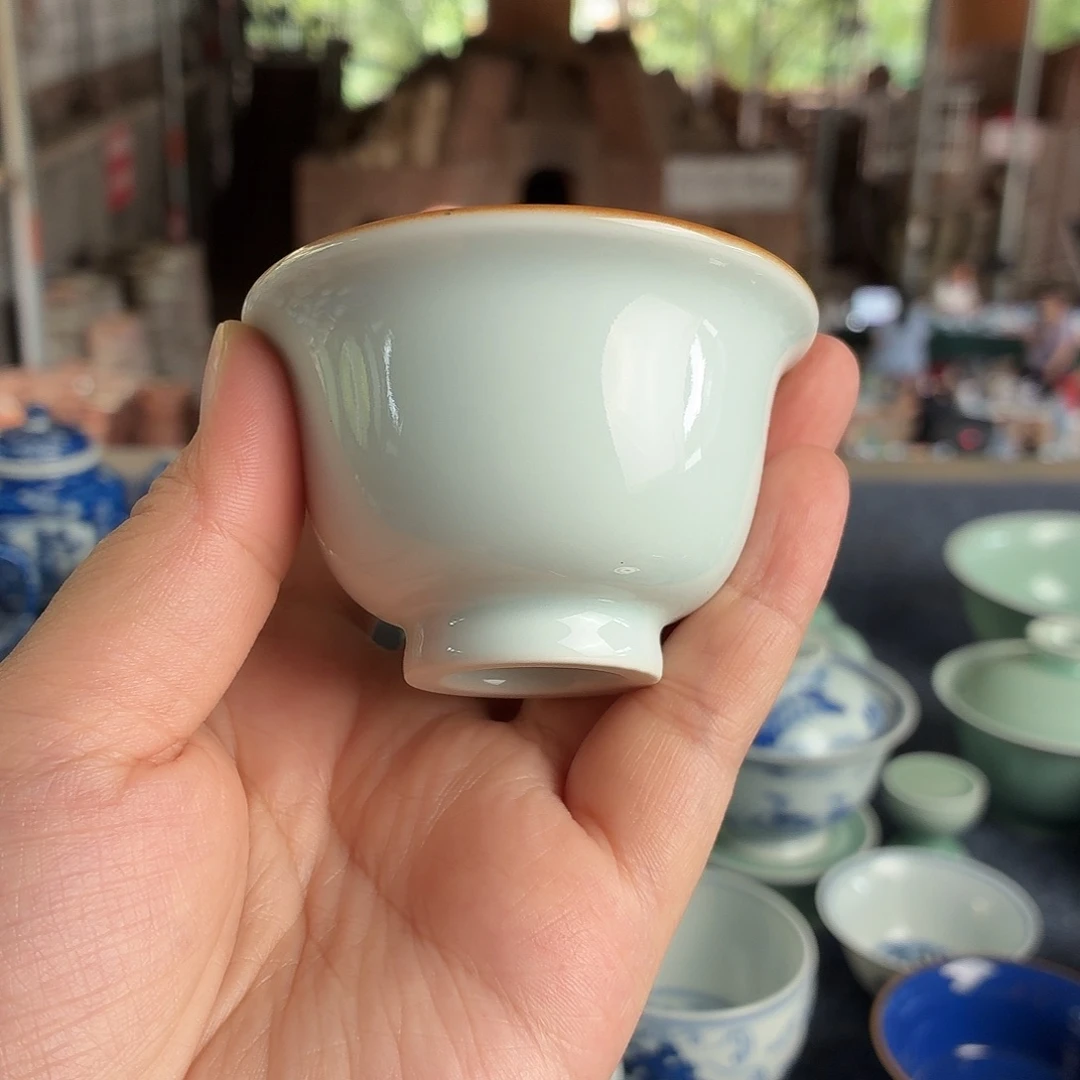 留***白双板桥柴窑杯子的