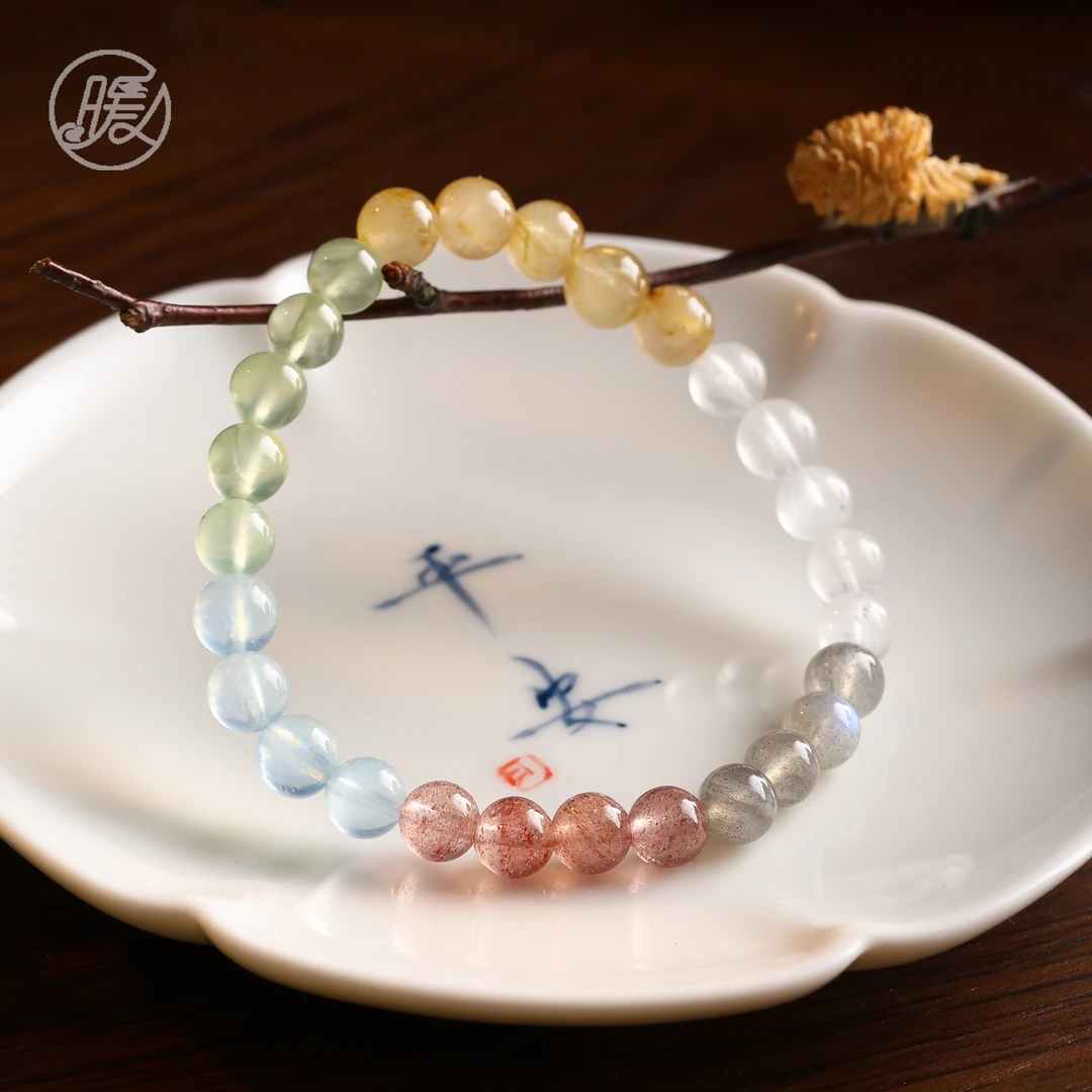 Nuanyan/暖言单圈多宝水晶手串素圈手链E3676多样性发一
