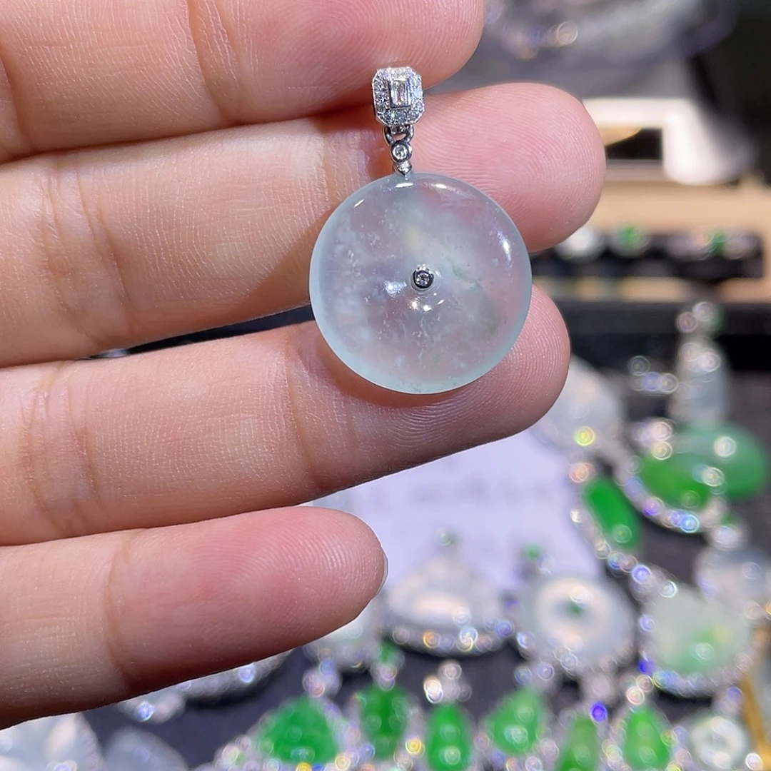 翡翠18K金镶嵌吊坠(不含链)