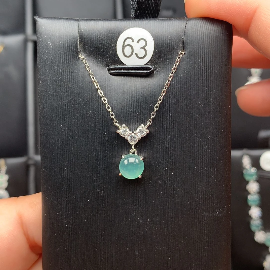 翡翠银S925镶嵌颈饰项链925