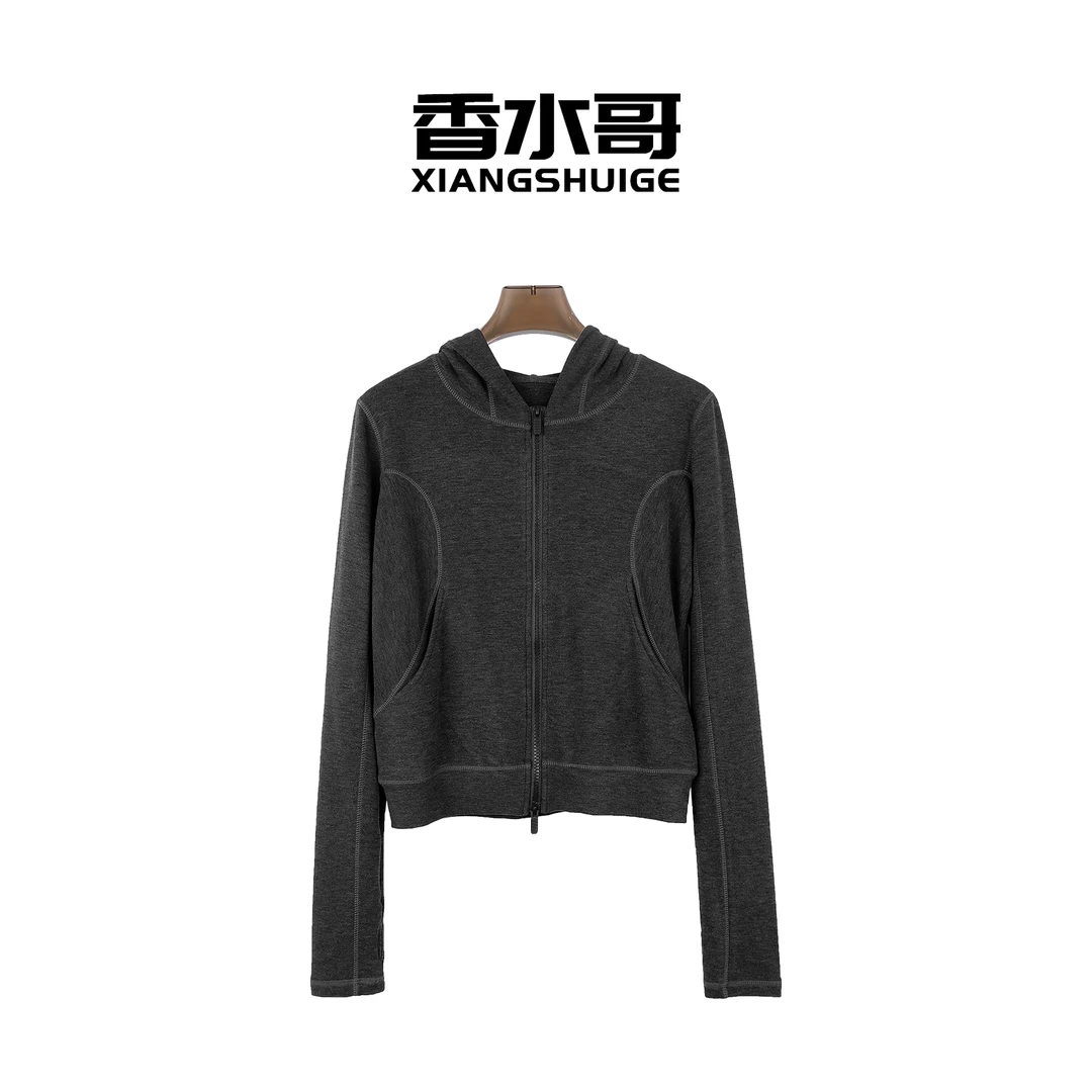 捡漏【不退换】女时尚休闲软绵绵连帽衫深灰色百搭短外套