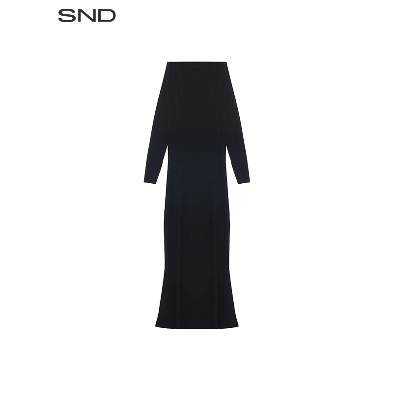 【YIFU LU 设计师品牌】SND AW24 斜肩一字肩长袖两穿垂坠鱼尾长裙