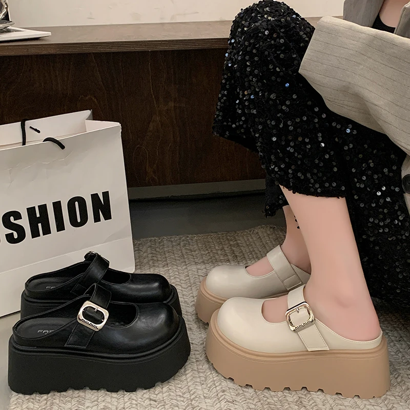 厚底拖鞋爆款2025春季新款磨皮勃肯鞋时尚百搭休闲半拖软底福乐鞋