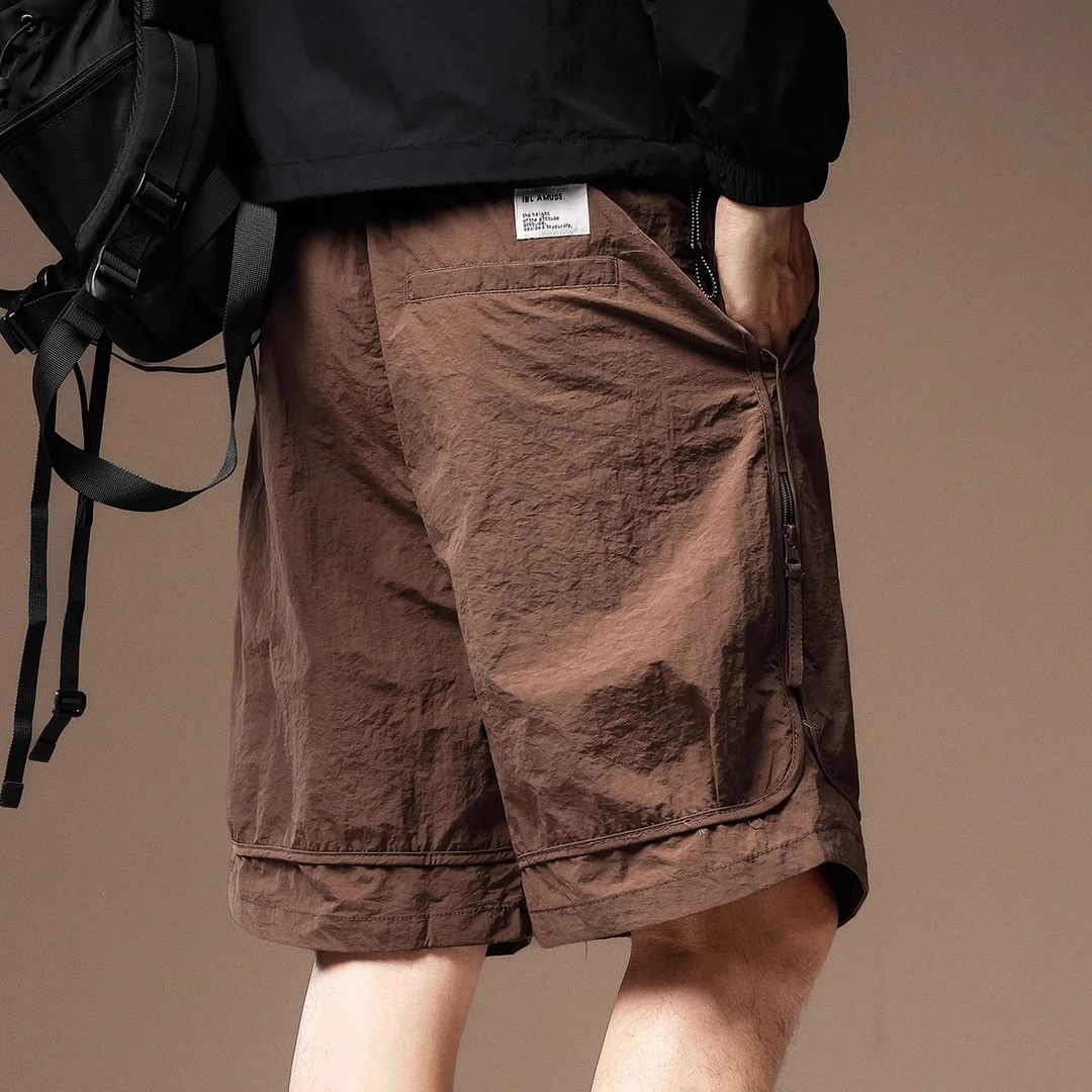 高端山系户外冰丝凉感工装短裤男夏季薄款潮牌宽松大码五分中裤男