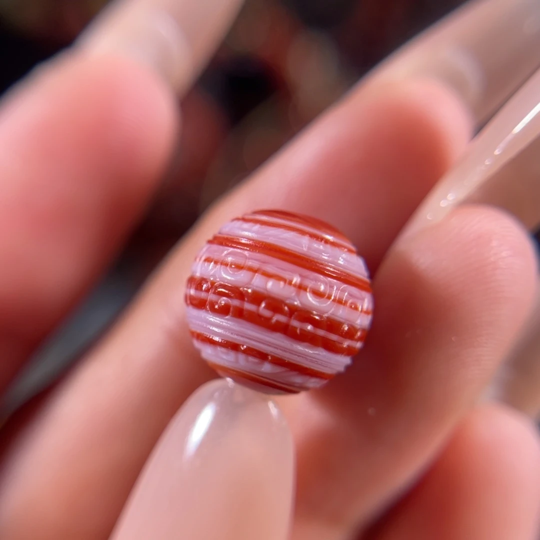 未镶嵌回纹珠12南红玛瑙