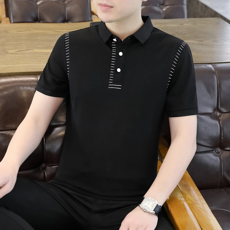 2025夏季新款男士T恤POLO衫潮流休闲修身百搭上衣（8839）