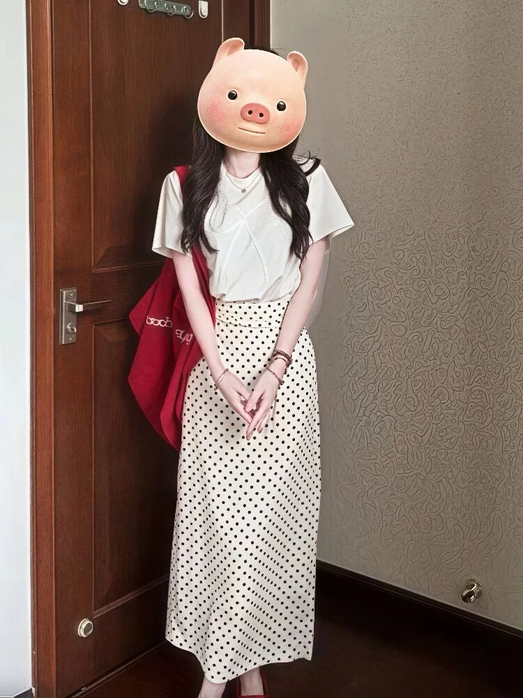 2025夏季新款韩系穿搭蝴蝶结圆领T恤上衣气质高腰显瘦波点半身裙