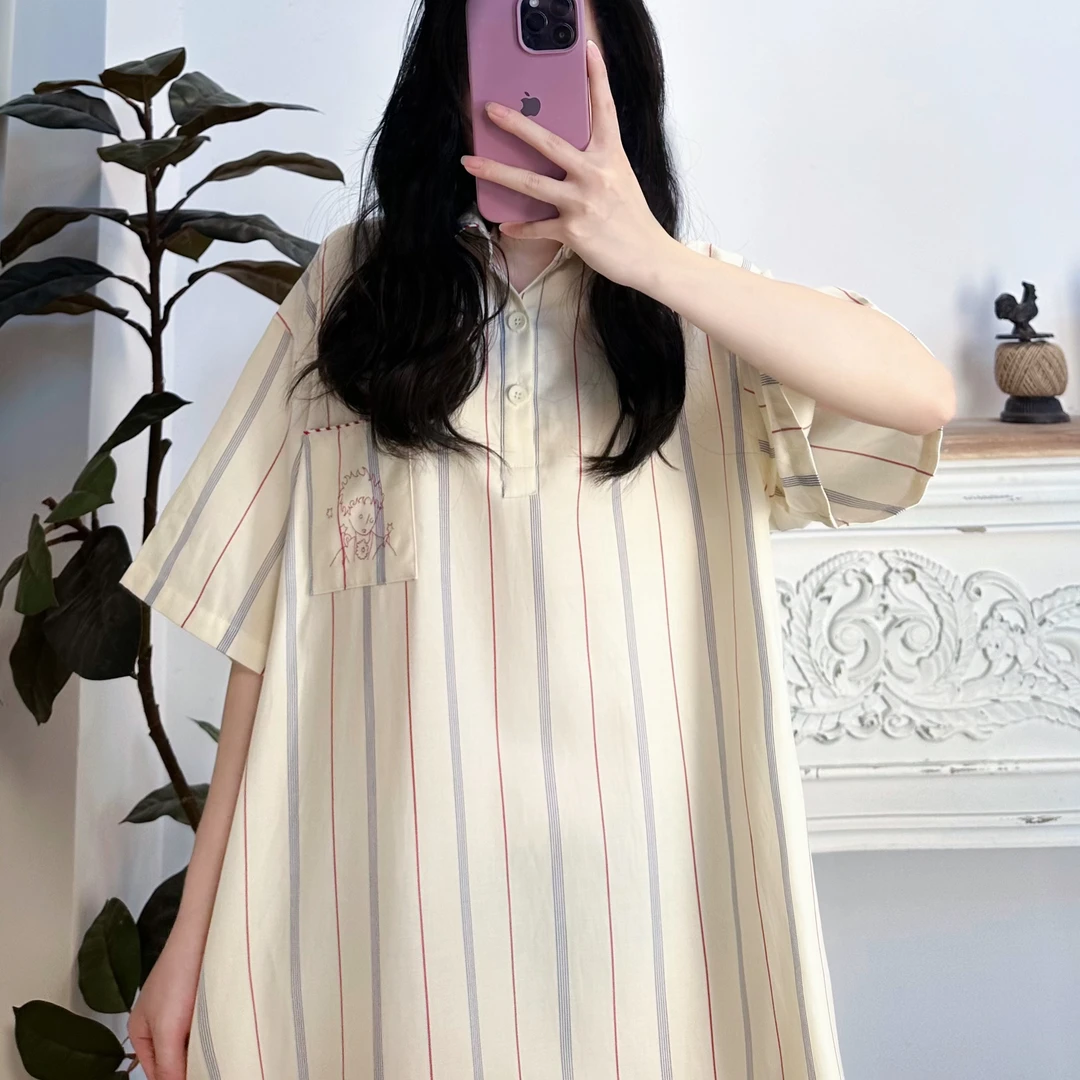 司睿小王子梦想家联名夏季薄款睡衣时尚条纹家居服睡裙