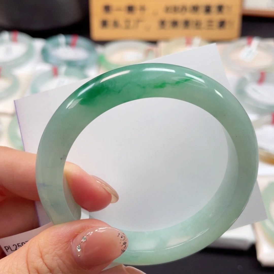 未镶嵌手镯翡翠10号老坑胶底飘绿正圈强推