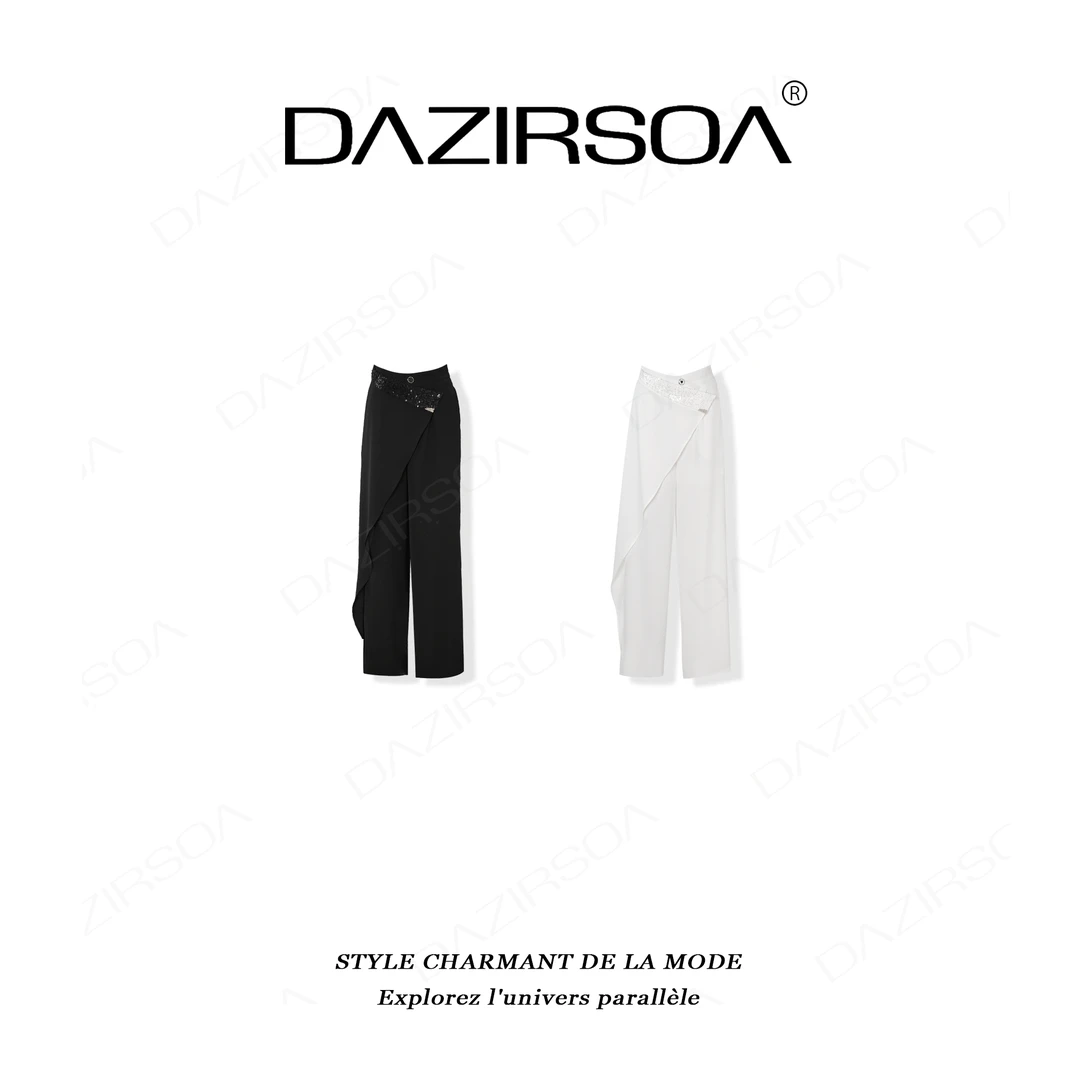 DAZIRSOA/达姿“很有态度”时尚百搭结构亮片假两件休闲裤 AA262