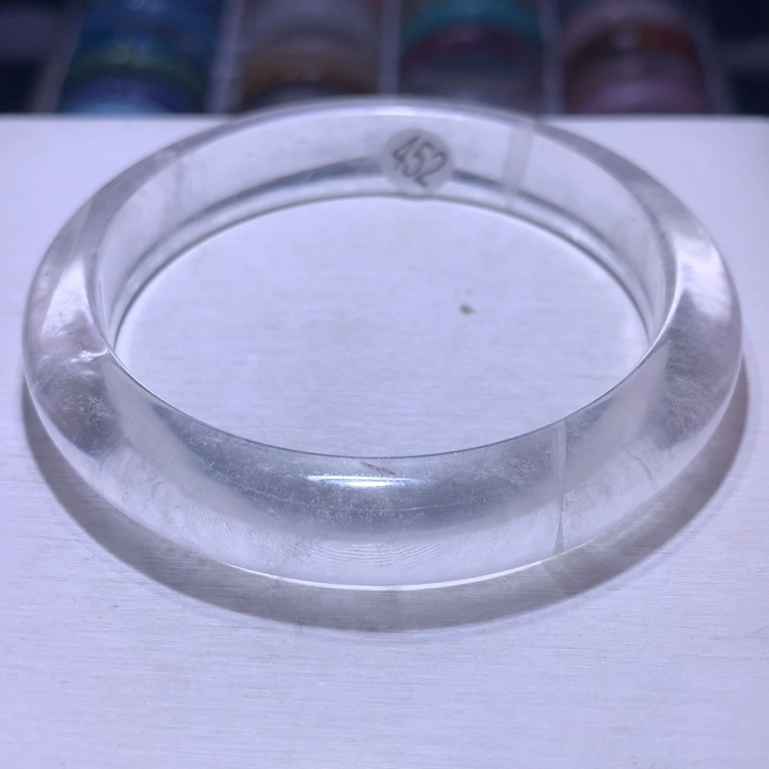 水晶手镯银S925镶嵌白水62圈452