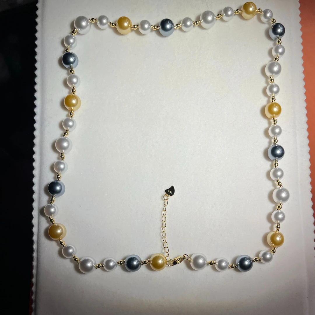 设计款混彩满天星中长款毛衣链