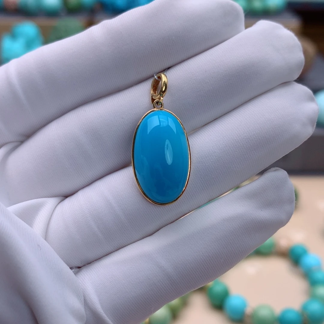 绿松石18K金镶嵌珠宝奇石