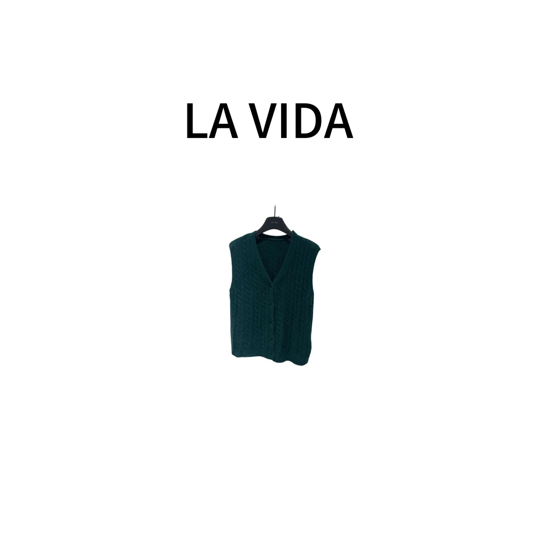 -LA VIDA- 绿色绞花针织马甲
