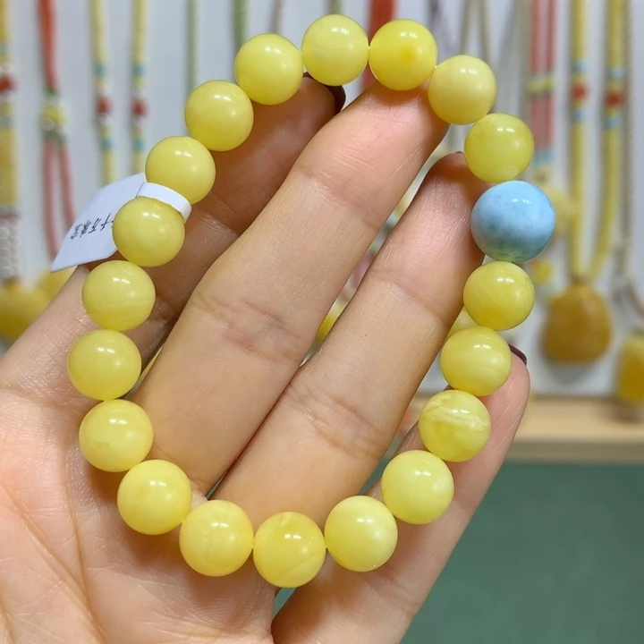 蜜蜡手链未镶嵌9.3mm尺寸