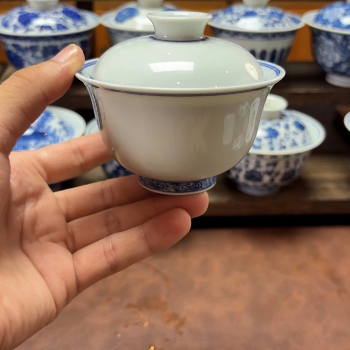 景德镇纯手工手绘容量100盖碗