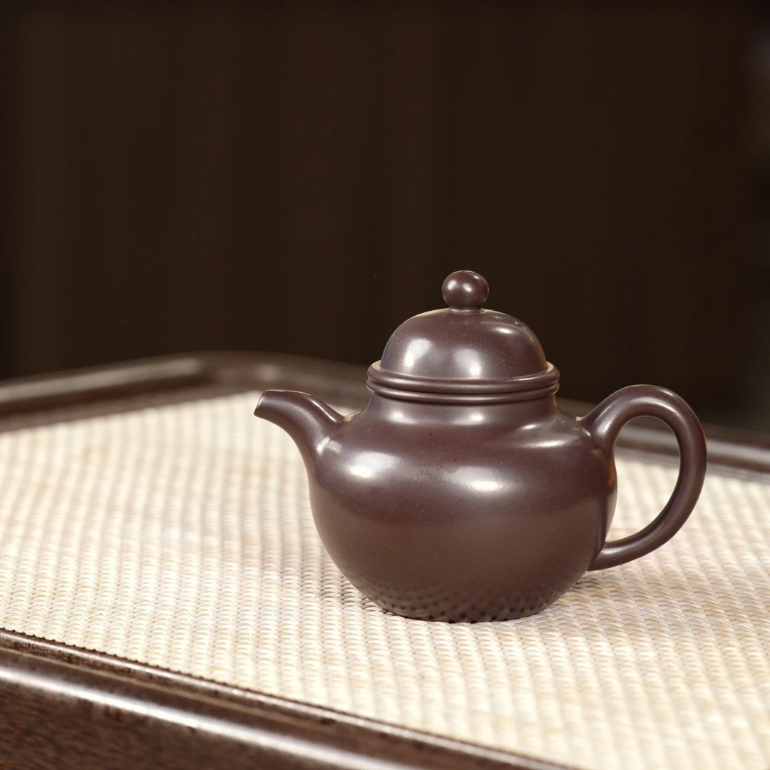 轻舟紫砂 石红掇球壶190cc