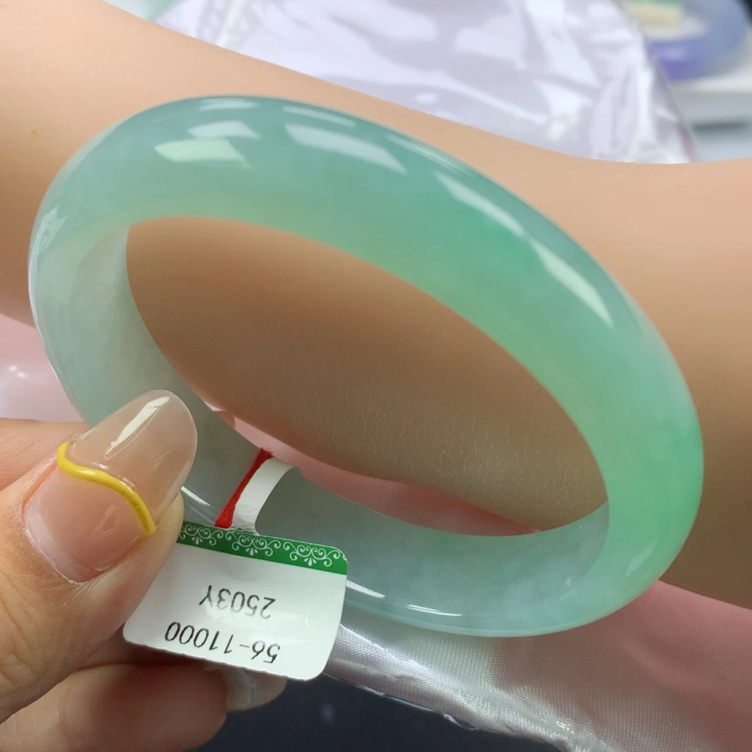 翡翠手镯未镶嵌缅甸天然翡翠手镯56贵妃