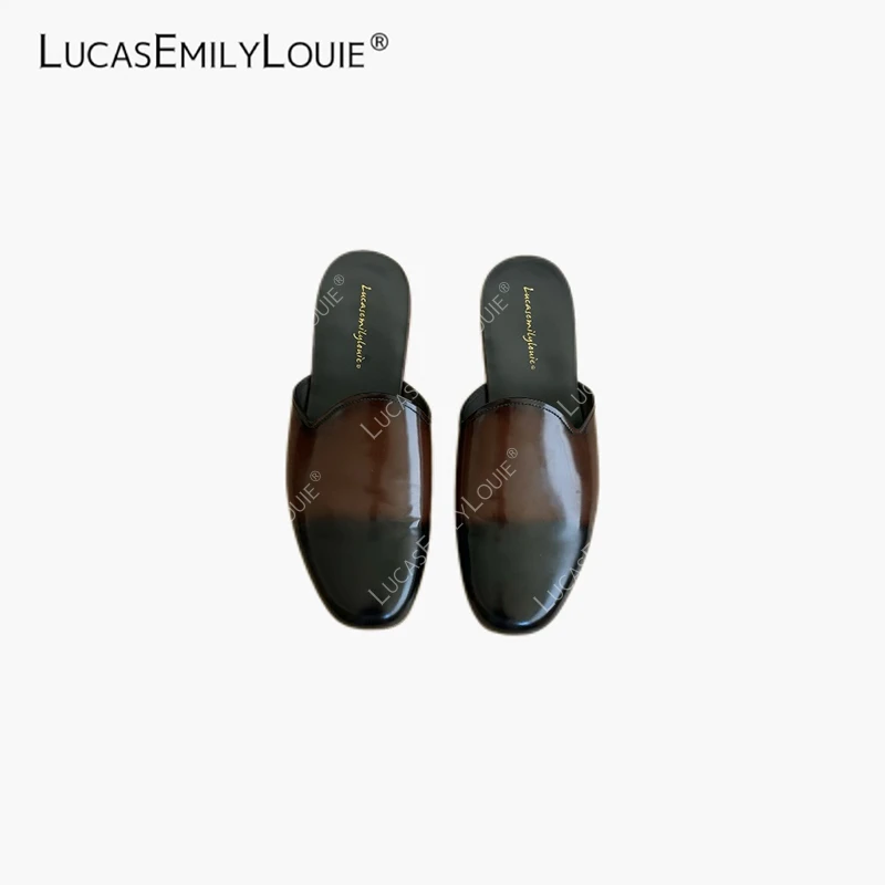 LUCASEMILYLOUIE 欢姐0220渐变撞色平底包头穆勒拖鞋250046