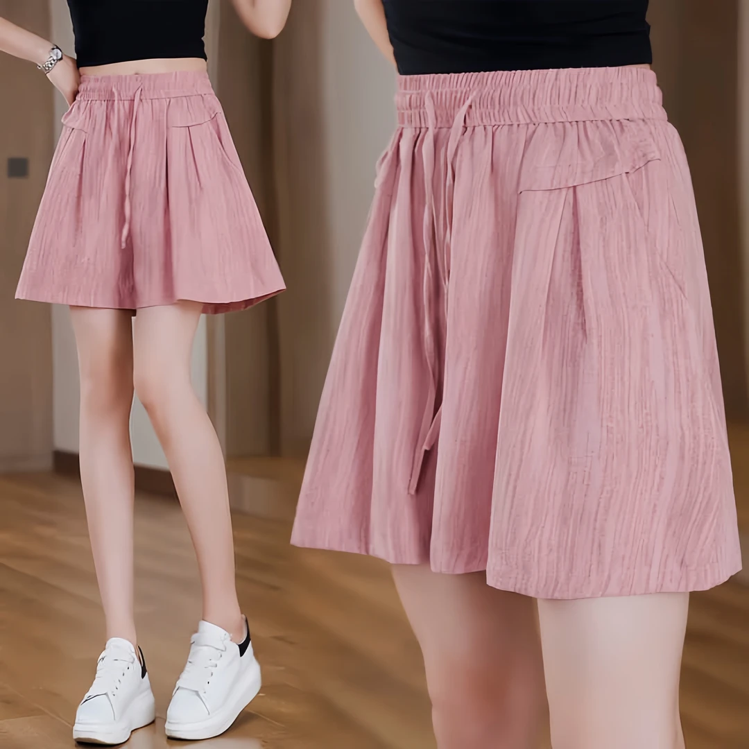 大码女裤胖MM短裤裙2025夏季新款宽松纯色高腰显瘦时尚百搭休闲裤