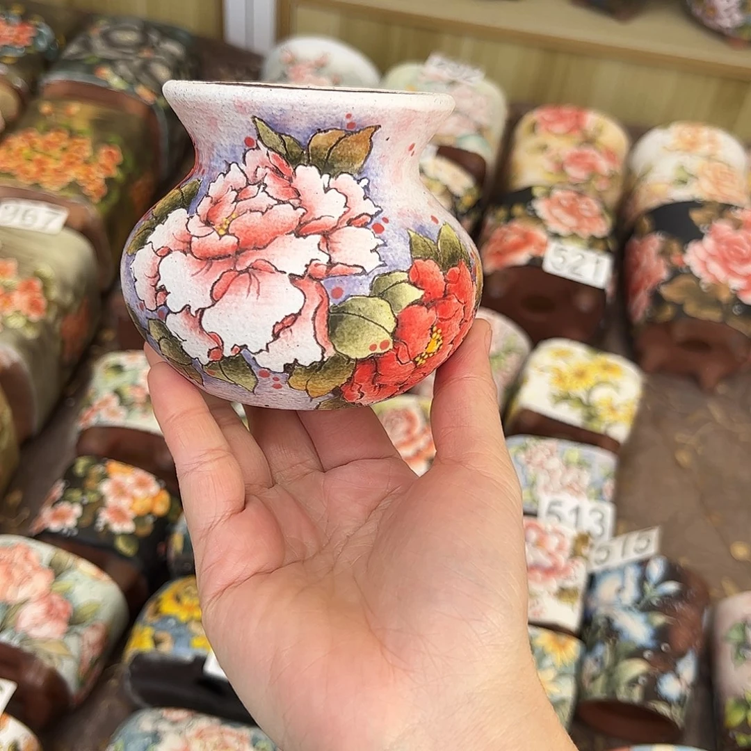 思***文景德镇炫彩手绘景德镇陶瓷花盆