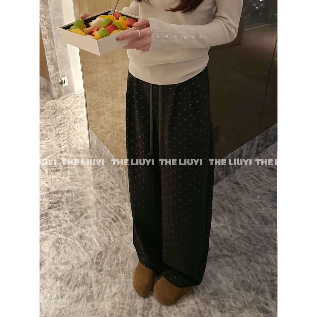 【LIUYI】爱心裤~冬季加绒保暖爱心宽松休闲裤59263