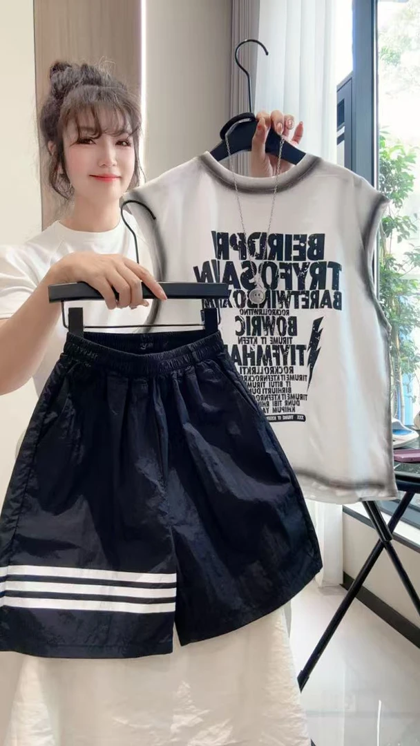 男童背心套装夏季薄款2025新款儿童夏装潮男孩无袖两件套帅气时髦