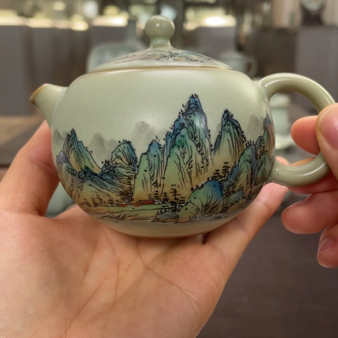杯子瓷周泽堂余秀华老师 千里江山西施壶