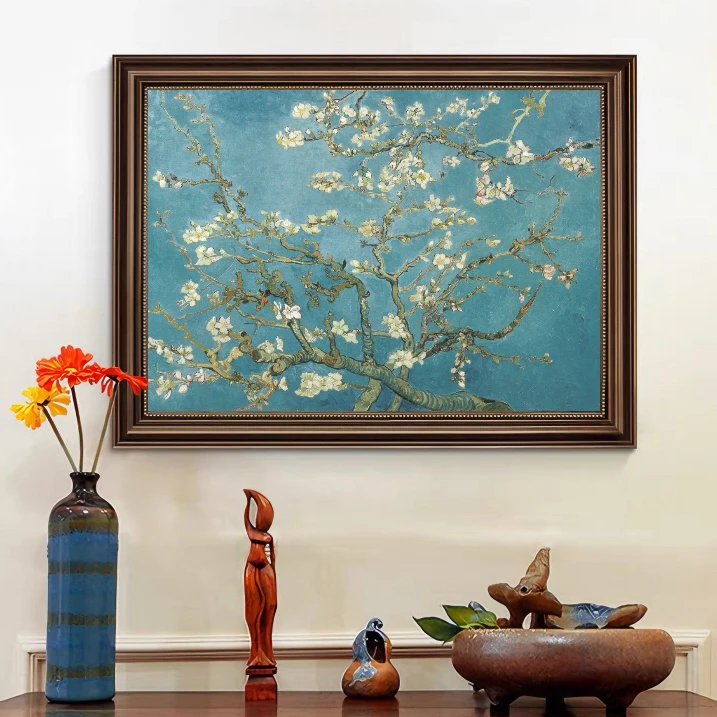 《杏花》梵高复古美式油画风景装饰画卧室床头沙发背景墙餐厅