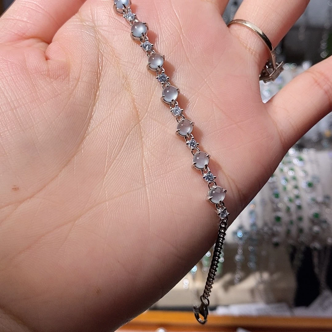 翡翠银S925镶嵌手链