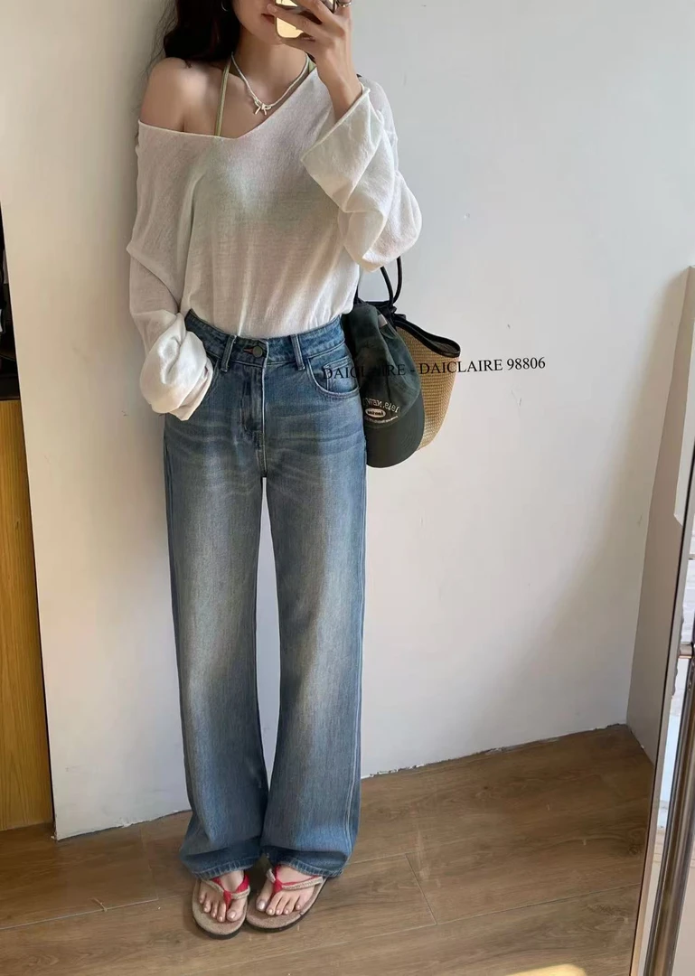 【代嘉儿·森调爆款】【98806】春季时尚新款直筒阔腿裤百搭显瘦牛仔裤