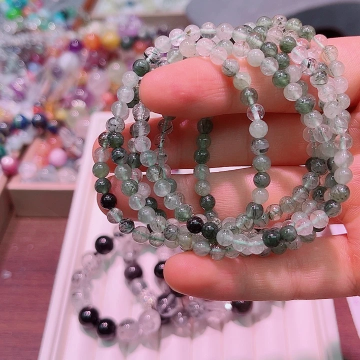 水晶手链未镶嵌绿发多圈