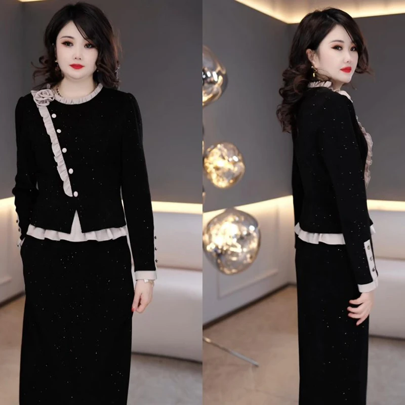 2025年春季时尚洋气收腰遮肚显瘦气质中长款假两件连衣裙D0200