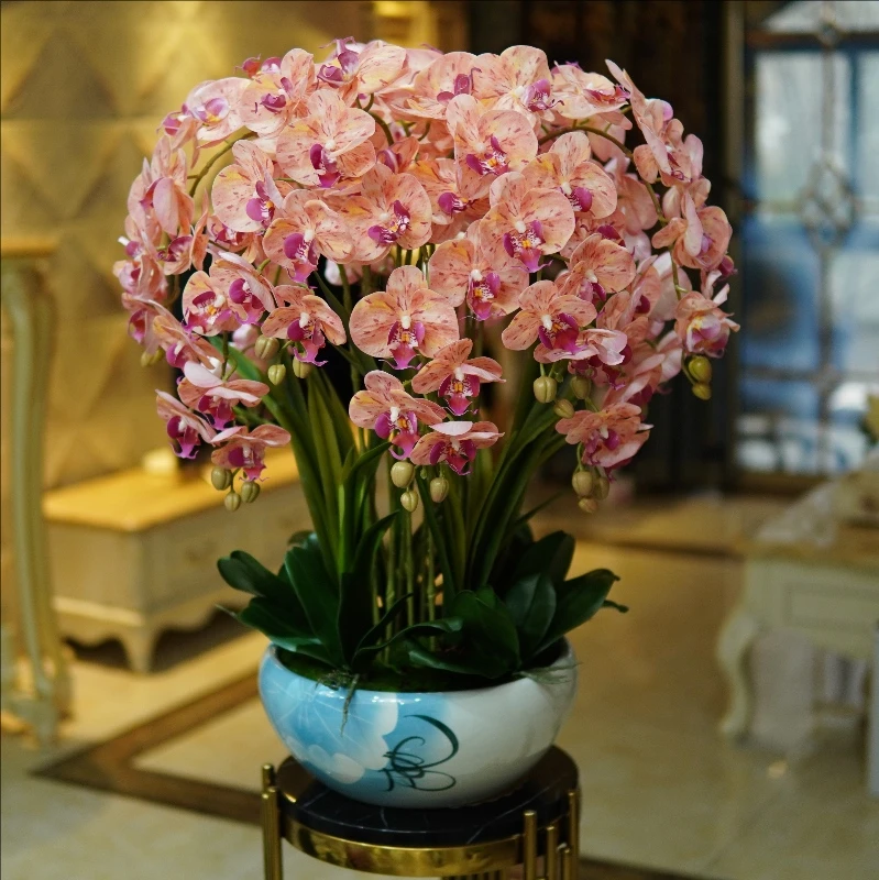 花妍仿真蝴蝶兰花客厅玄关花架角几乔迁新居大物件装饰品摆件花艺